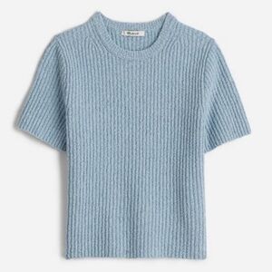 NWT MADEWELL Boucle Knit Crewneck Sweater Tee Top In Light Blue Small